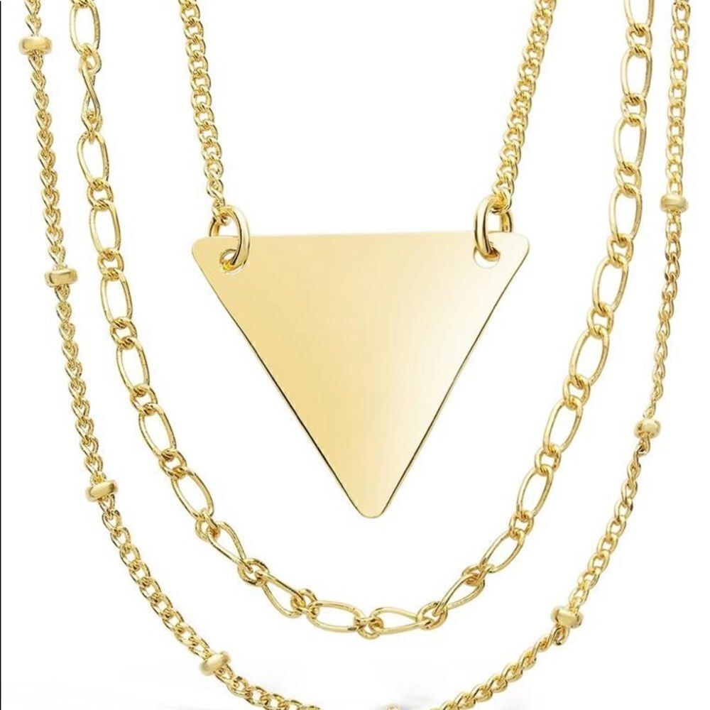 Sterling Forever Triple Chain Layered Triangle - Picture 2 of 4